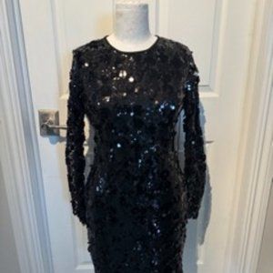 Black Sequin Open Back Mini Dress